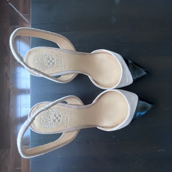 Vince Camuto Two-Tone Heels 7.5 Black Beige - Picture 2 of 4